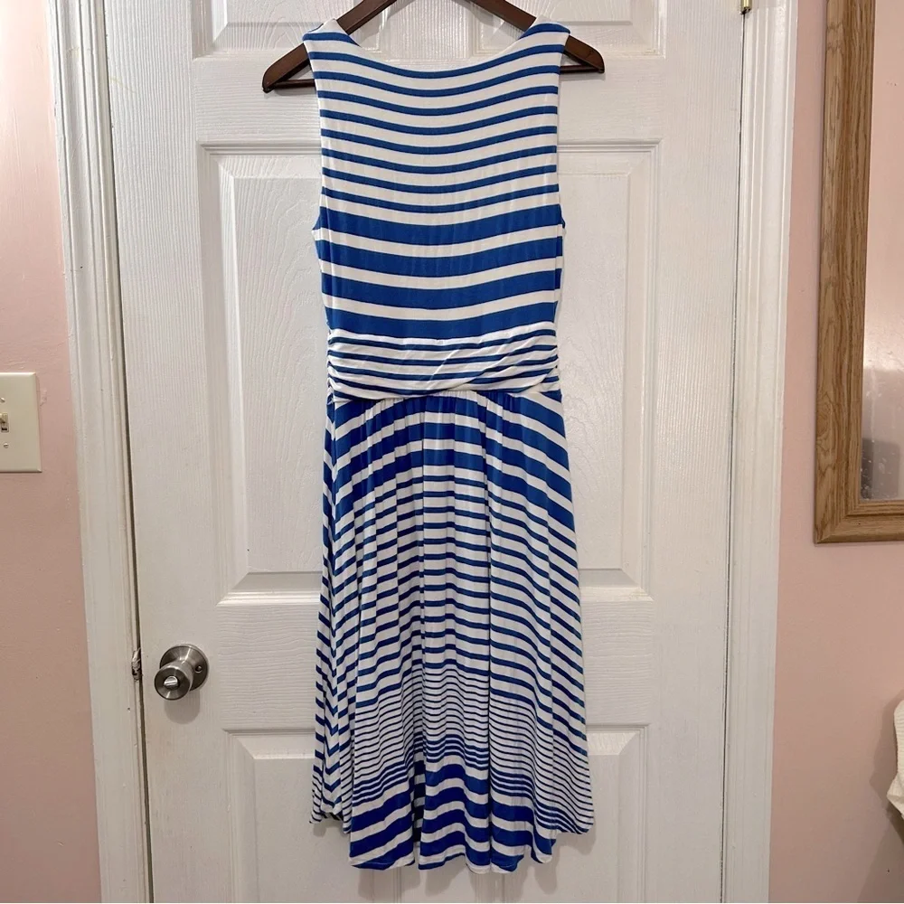 Maeve by Anthropologie Sleeveless Dress Kythira Striped Blue White Sz Medium - Picture 2 of 8